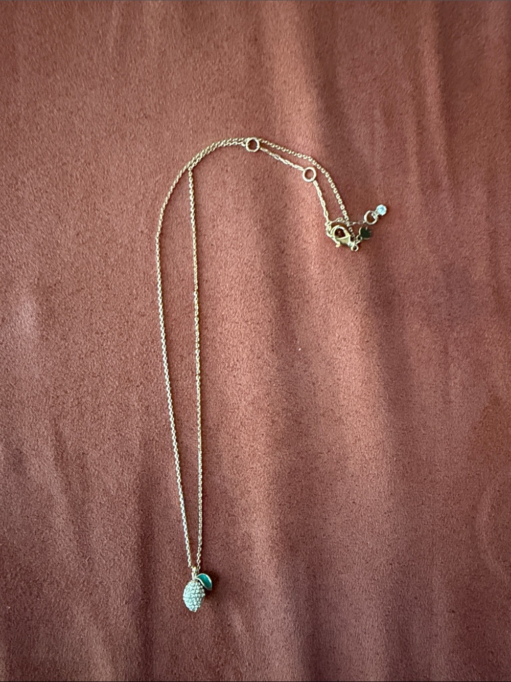 Kate spade Gold Lemon Pendant Necklace with green leaf Accent